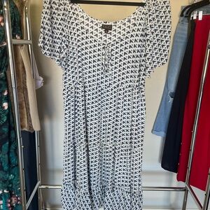 Cato Geometric Navy and White Midi Dress